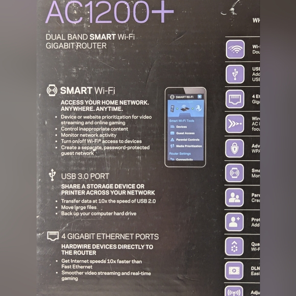 Linksys AC 1200+ Dual Band Smart Wi-Fi Gigabit Router Includes Charger - Picture 8 of 9
